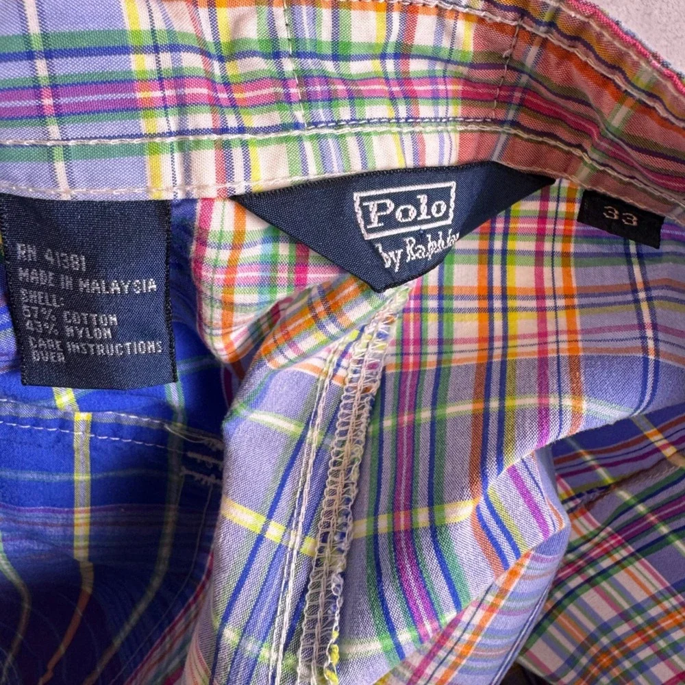 Polo Ralph Lauren Mens Plaid Cargo Board Shorts Multicolor Swim Trunks‎ Size 33
